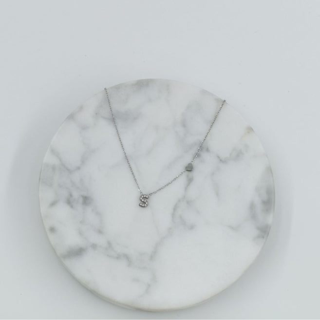 Colgante Plateado con Inicial Personalizada-Small