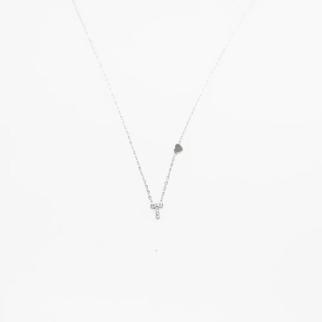 Colgante Plateado con Inicial Personalizada-Small