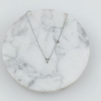 Colgante Plateado con Inicial Personalizada-Small