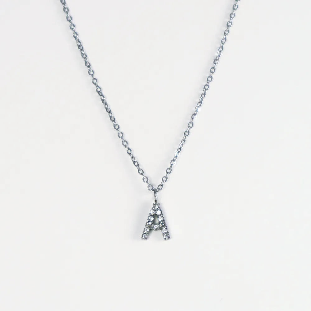 Colgante Plateado con Inicial Personalizada-Medium