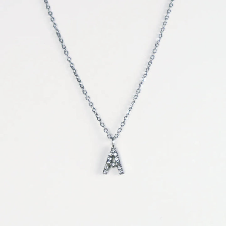 Colgante Plateado con Inicial Personalizada-Medium