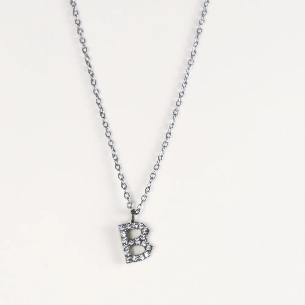 Colgante Plateado con Inicial Personalizada-Medium