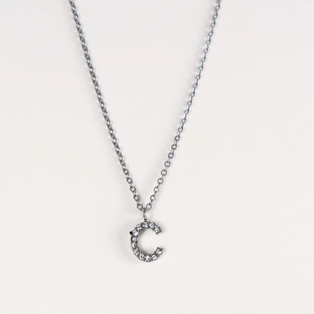 Colgante Plateado con Inicial Personalizada-Medium