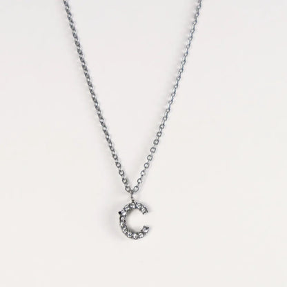 Colgante Plateado con Inicial Personalizada-Medium