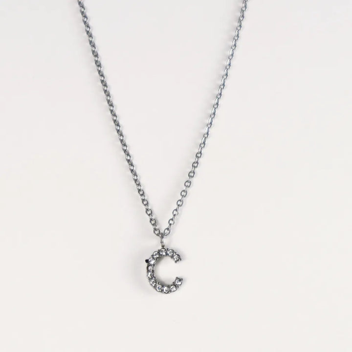 Colgante Plateado con Inicial Personalizada-Medium