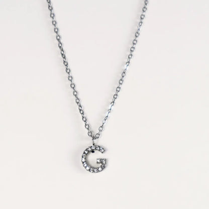 Colgante Plateado con Inicial Personalizada-Medium