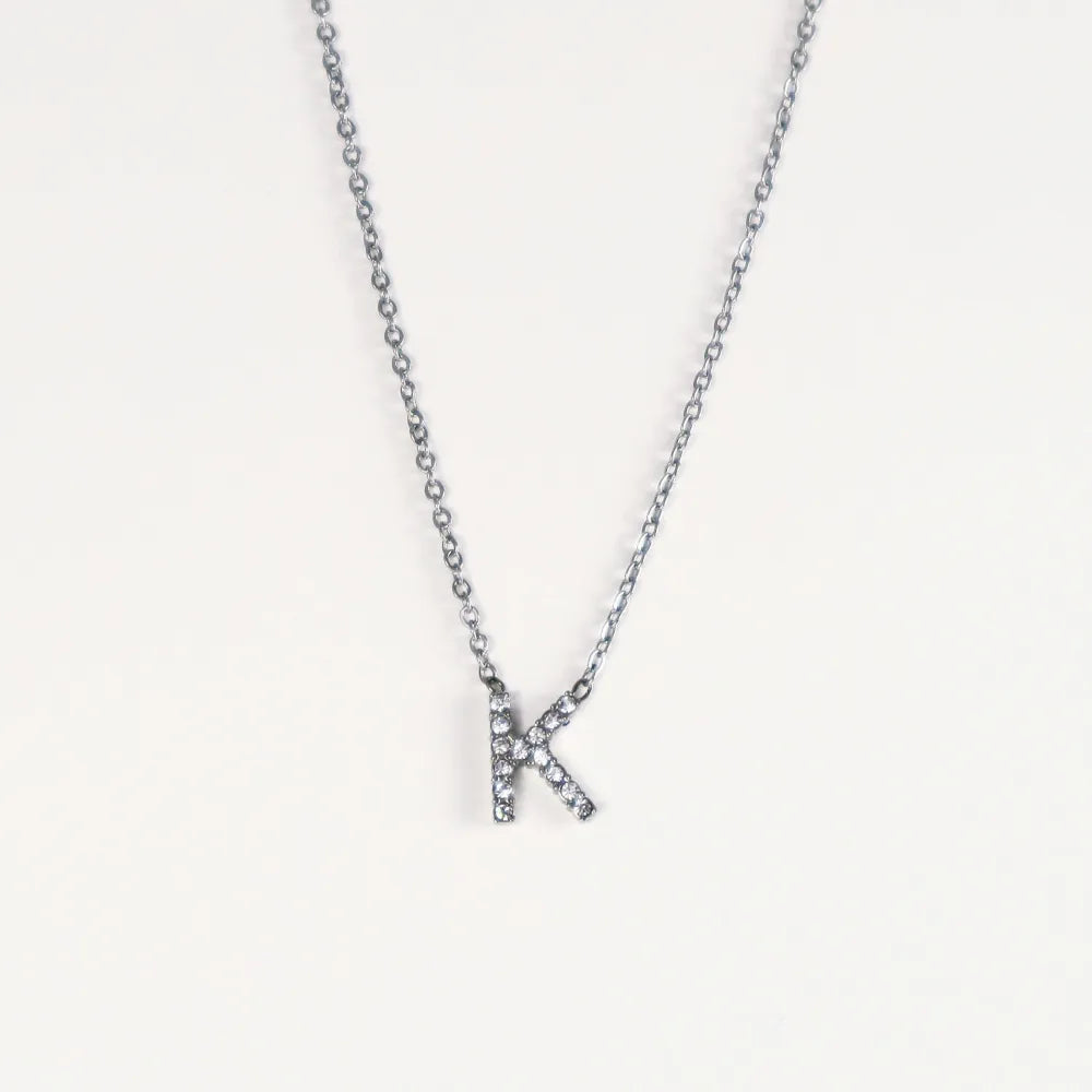Colgante Plateado con Inicial Personalizada-Medium