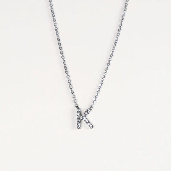Colgante Plateado con Inicial Personalizada-Medium