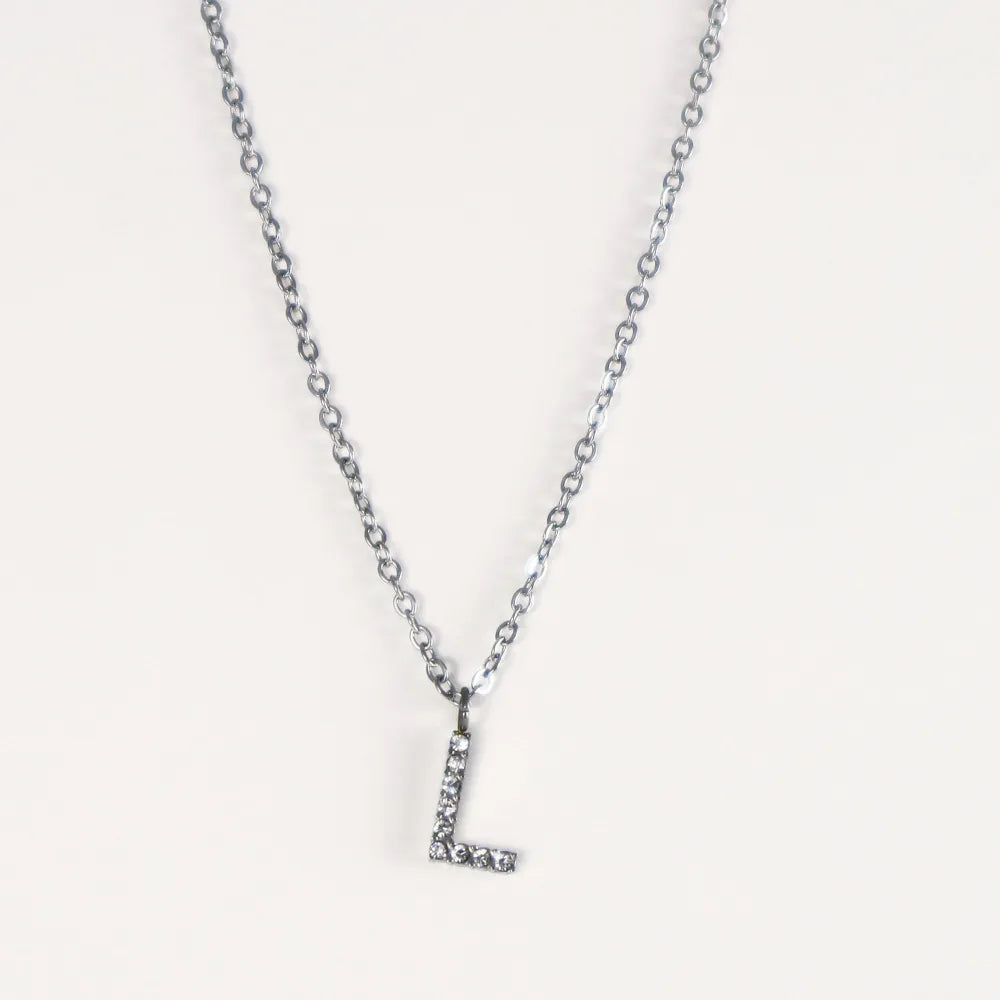 Colgante Plateado con Inicial Personalizada-Medium