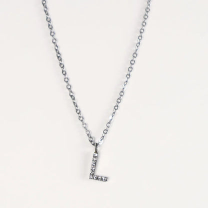Colgante Plateado con Inicial Personalizada-Medium