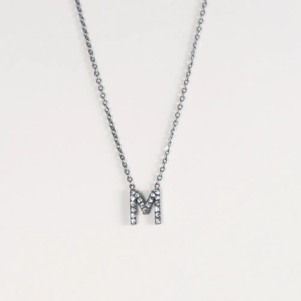 Colgante Plateado con Inicial Personalizada-Medium