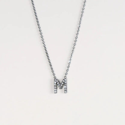 Colgante Plateado con Inicial Personalizada-Medium