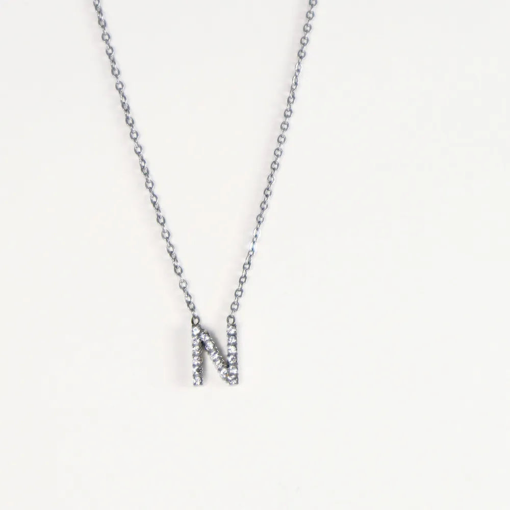 Colgante Plateado con Inicial Personalizada-Medium