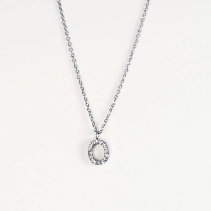 Colgante Plateado con Inicial Personalizada-Medium
