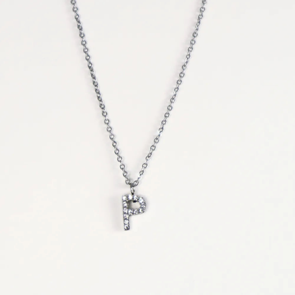 Colgante Plateado con Inicial Personalizada-Medium
