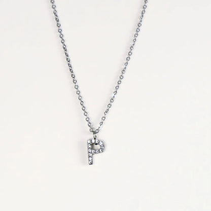 Colgante Plateado con Inicial Personalizada-Medium