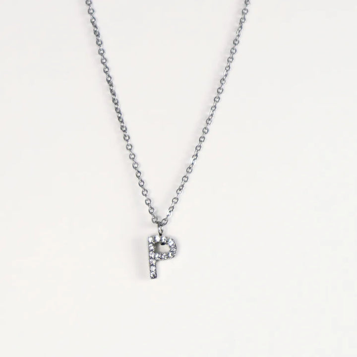 Colgante Plateado con Inicial Personalizada-Medium