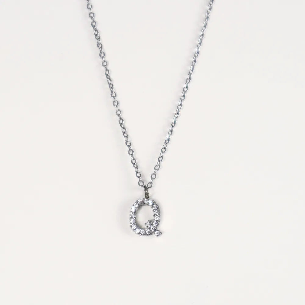 Colgante Plateado con Inicial Personalizada-Medium
