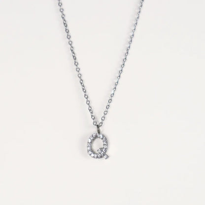 Colgante Plateado con Inicial Personalizada-Medium