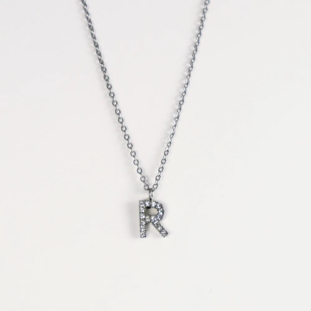 Colgante Plateado con Inicial Personalizada-Medium
