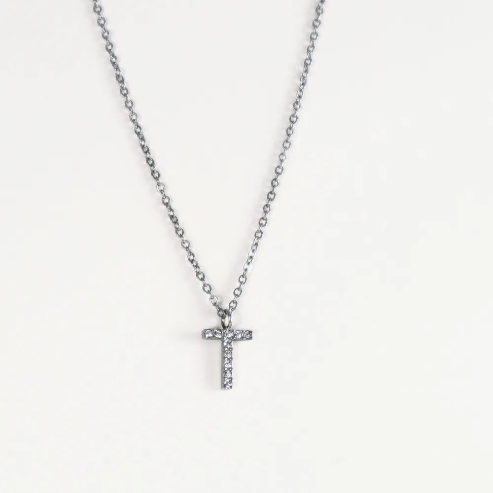 Colgante Plateado con Inicial Personalizada-Medium