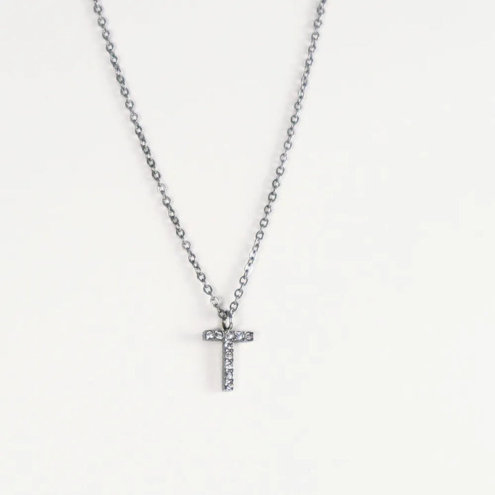 Colgante Plateado con Inicial Personalizada-Medium