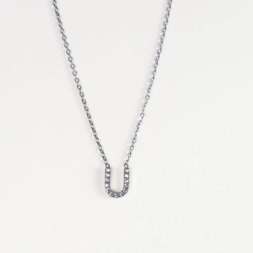 Colgante Plateado con Inicial Personalizada-Medium