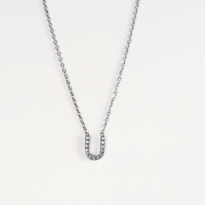 Colgante Plateado con Inicial Personalizada-Medium