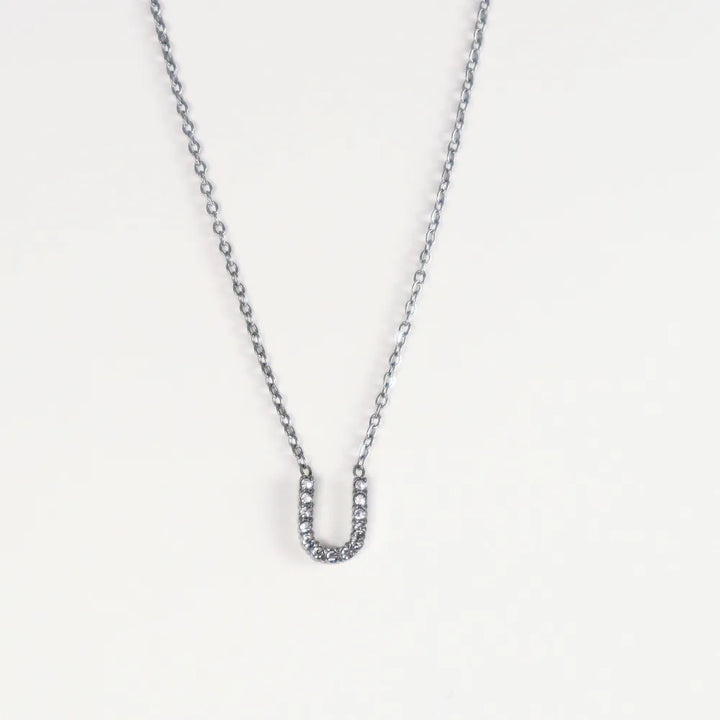 Colgante Plateado con Inicial Personalizada-Medium