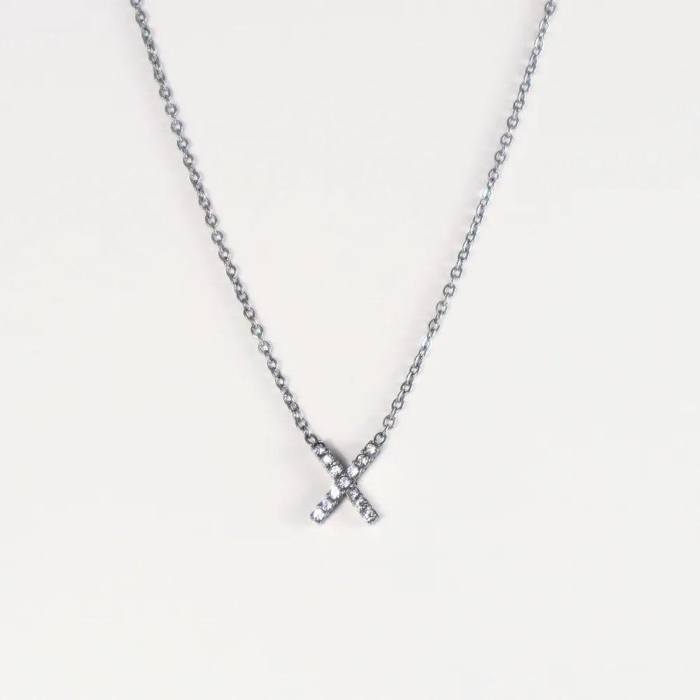 Colgante Plateado con Inicial Personalizada-Medium
