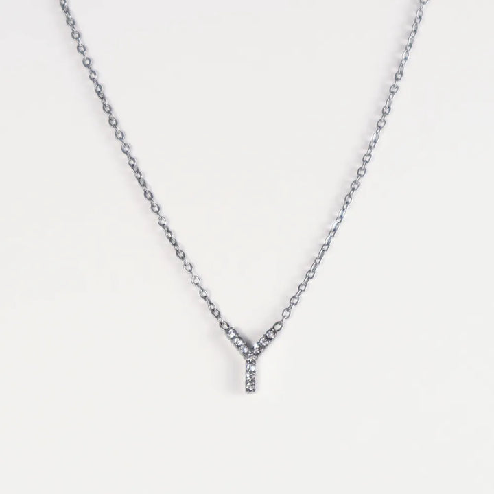 Colgante Plateado con Inicial Personalizada-Medium