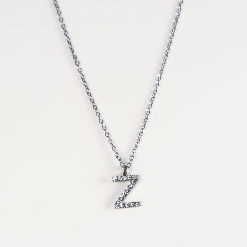 Colgante Plateado con Inicial Personalizada-Medium