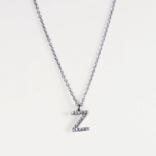 Colgante Plateado con Inicial Personalizada-Medium