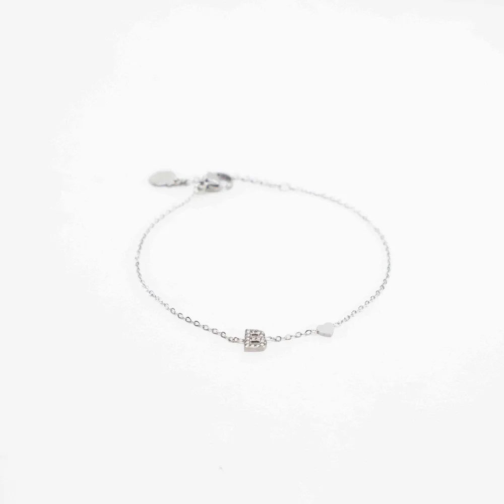 Pulsera Plateada con Inicial Personalizada