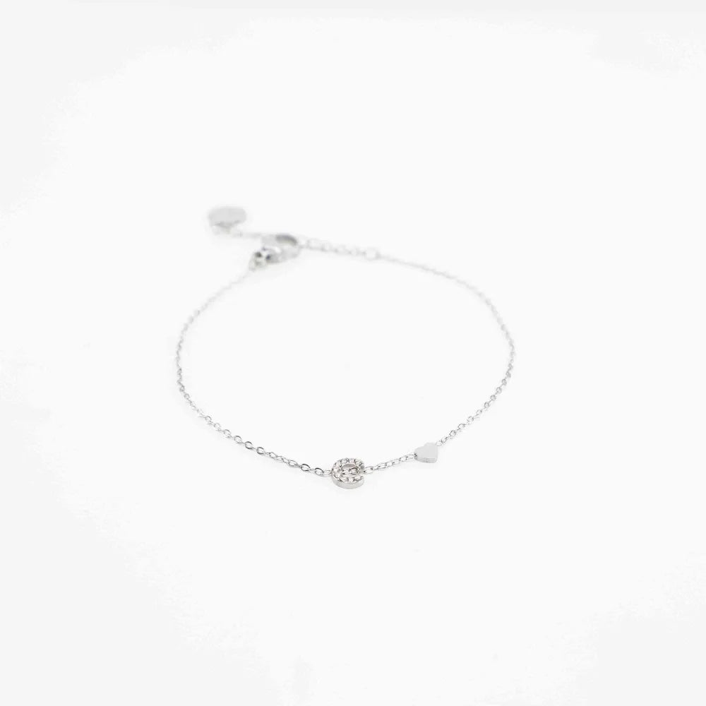 Pulsera Plateada con Inicial Personalizada