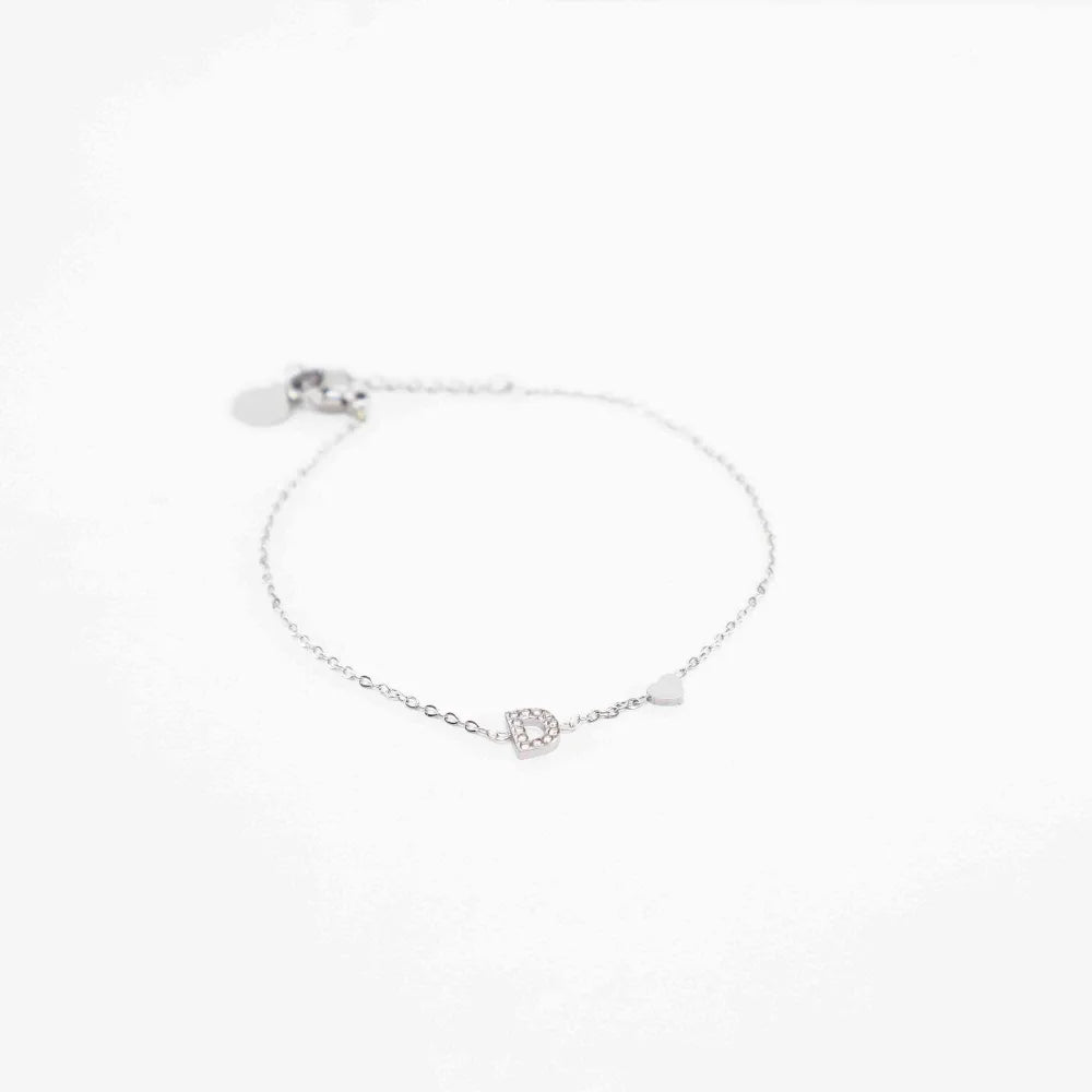 Pulsera Plateada con Inicial Personalizada