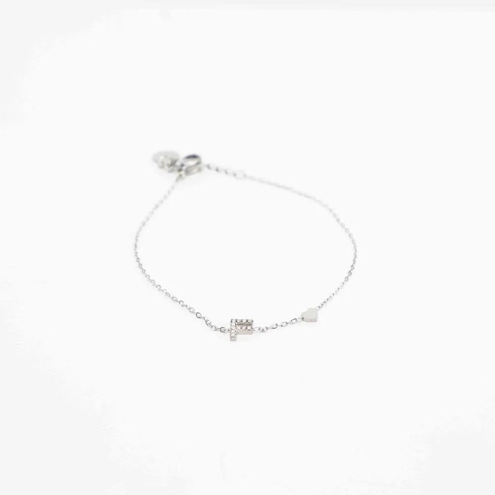 Pulsera Plateada con Inicial Personalizada