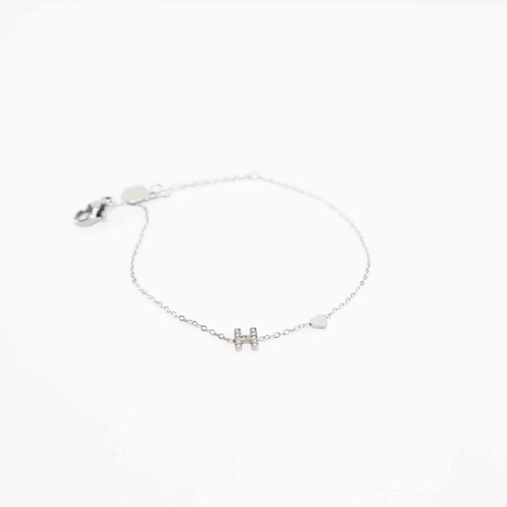 Pulsera Plateada con Inicial Personalizada