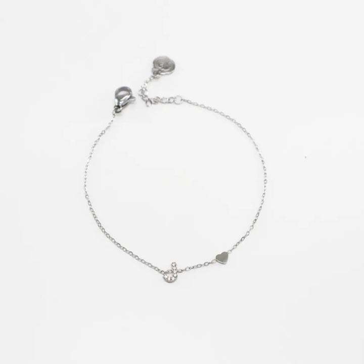 Pulsera Plateada con Inicial Personalizada