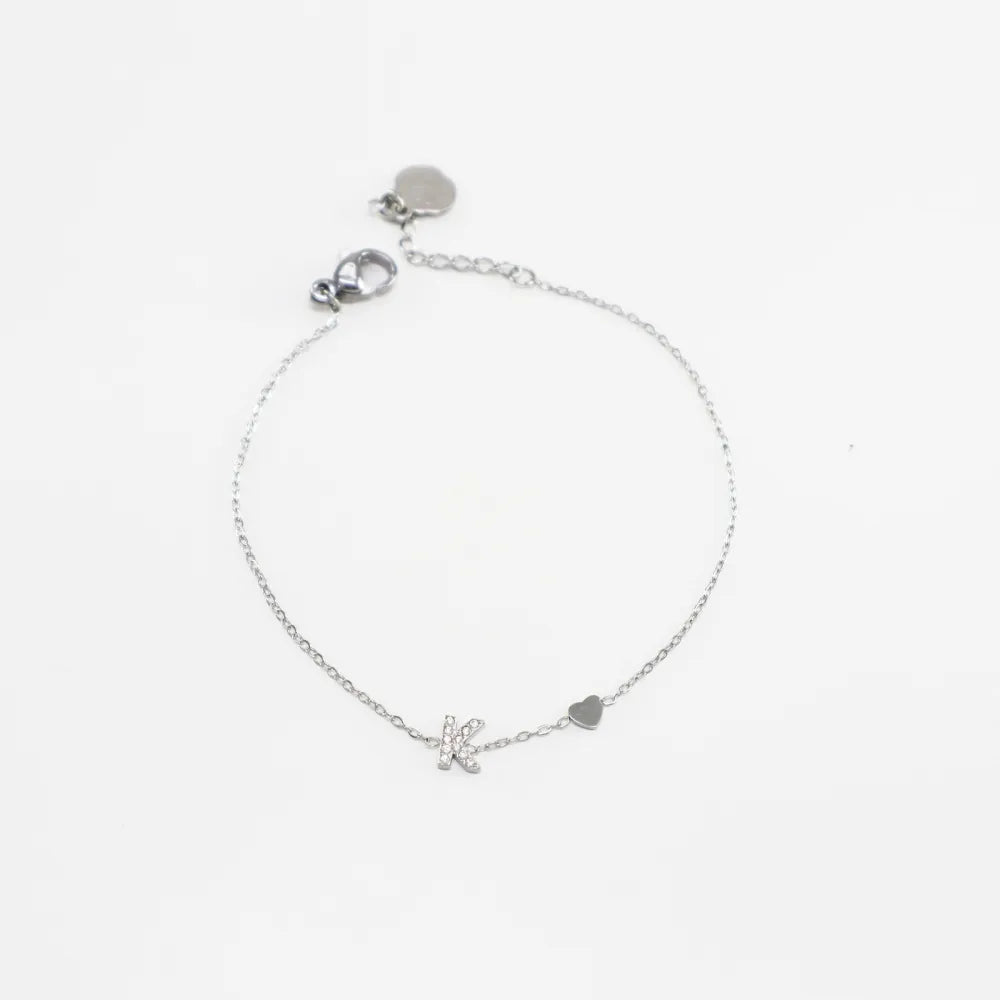 Pulsera Plateada con Inicial Personalizada