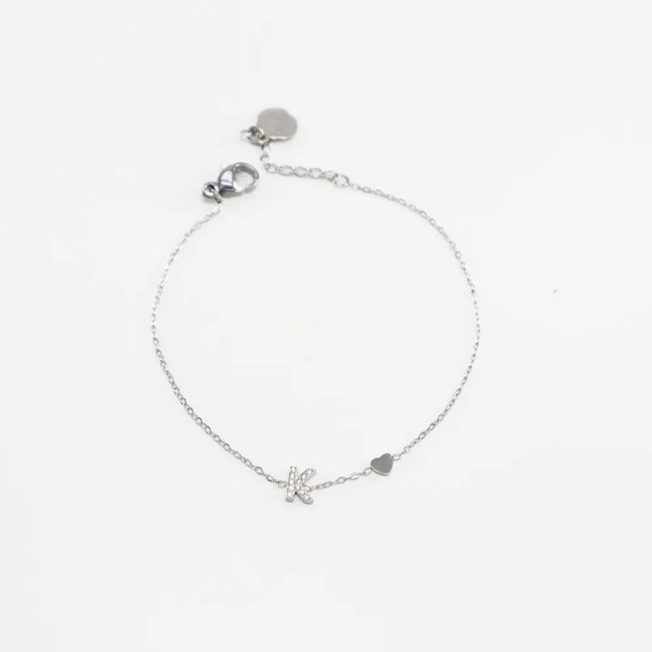 Pulsera Plateada con Inicial Personalizada