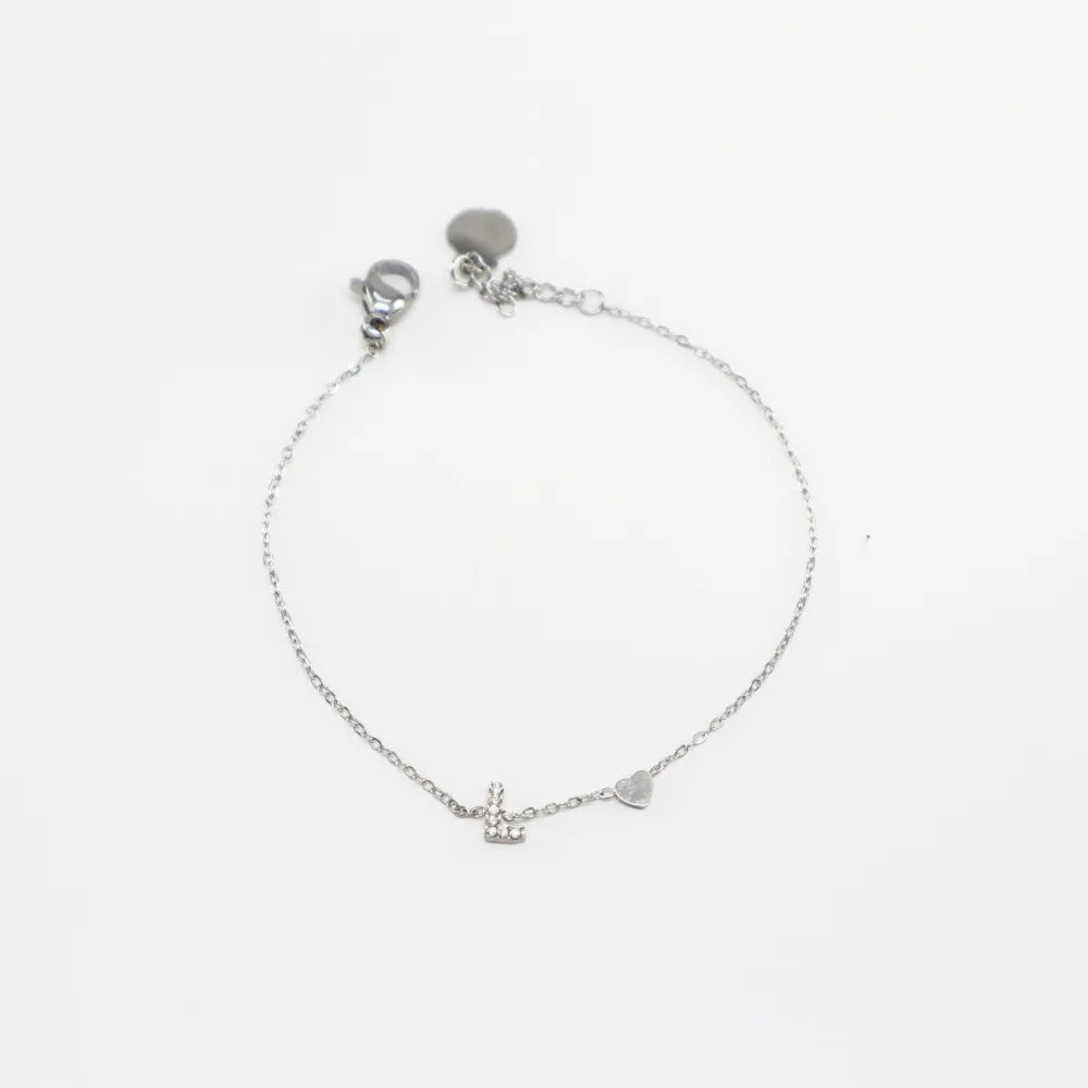 Pulsera Plateada con Inicial Personalizada