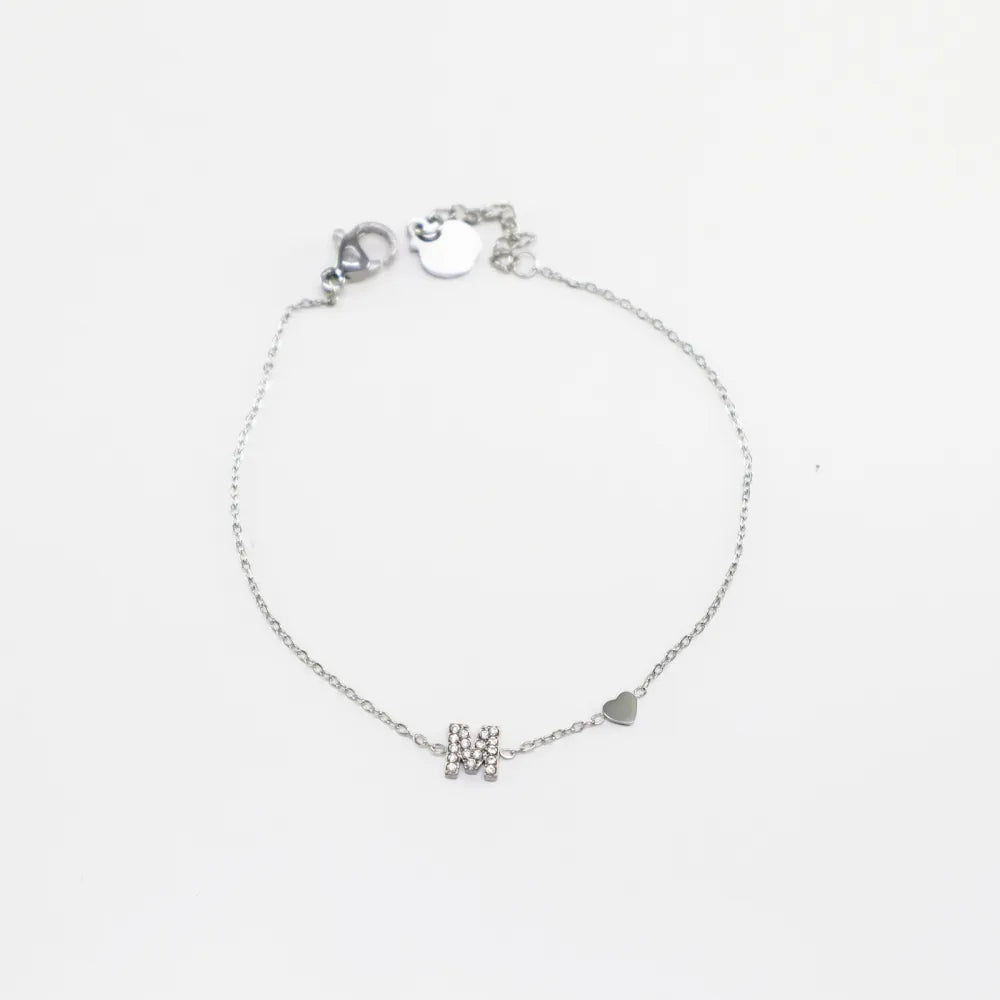 Pulsera Plateada con Inicial Personalizada