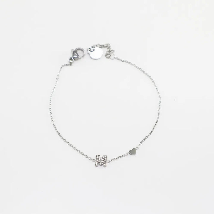 Pulsera Plateada con Inicial Personalizada
