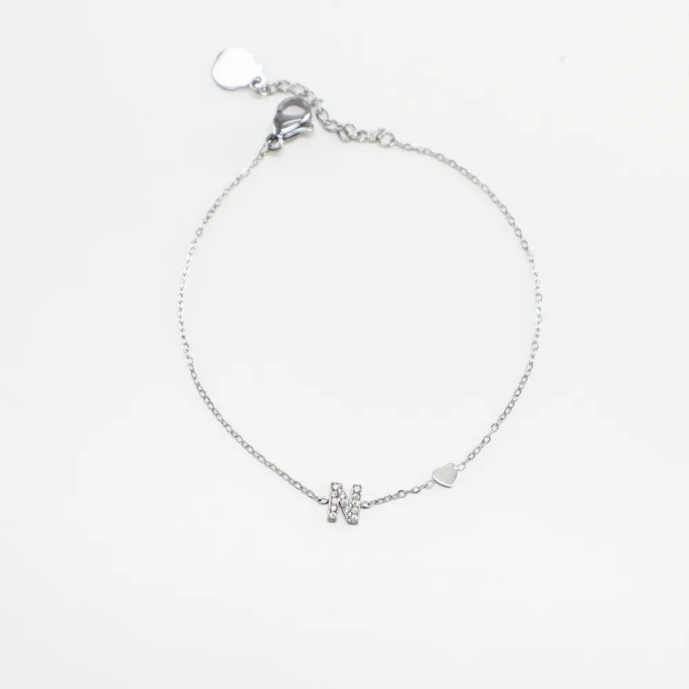 Pulsera Plateada con Inicial Personalizada