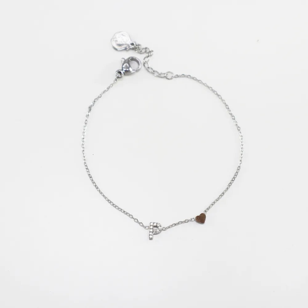 Pulsera Plateada con Inicial Personalizada