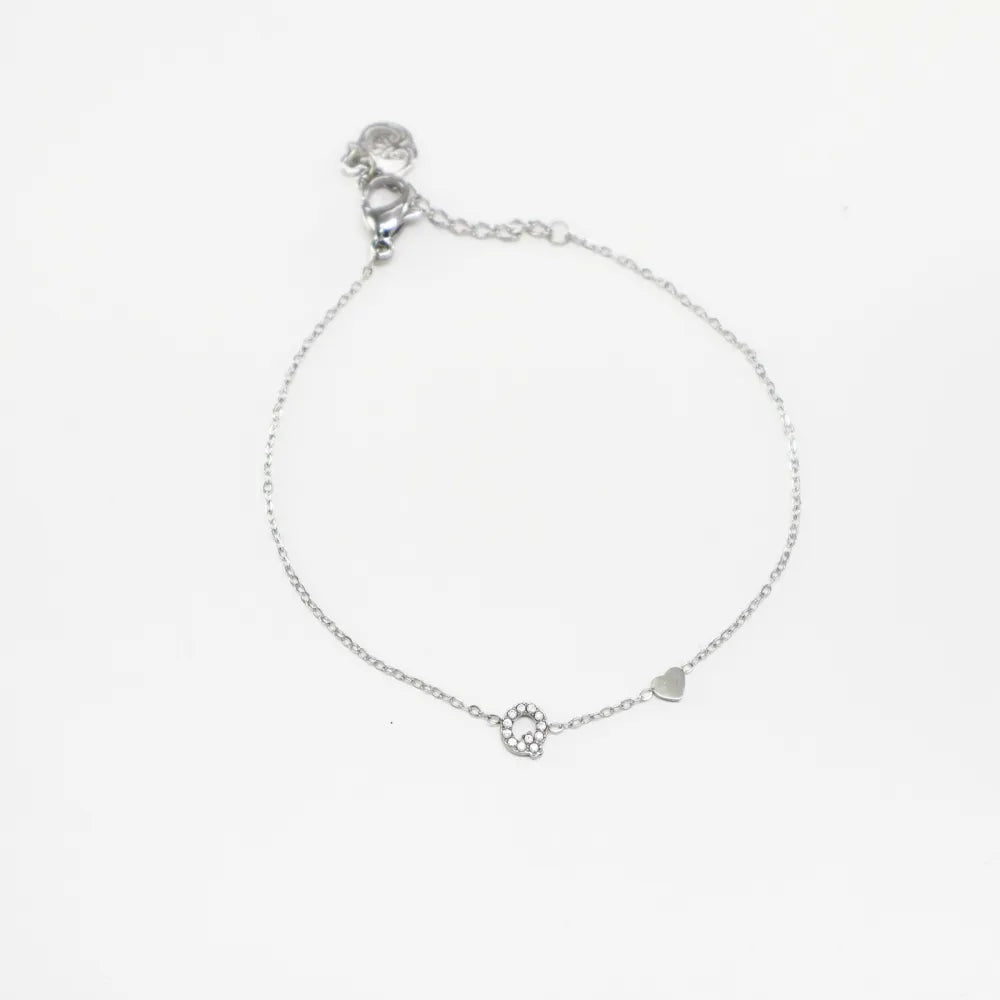 Pulsera Plateada con Inicial Personalizada