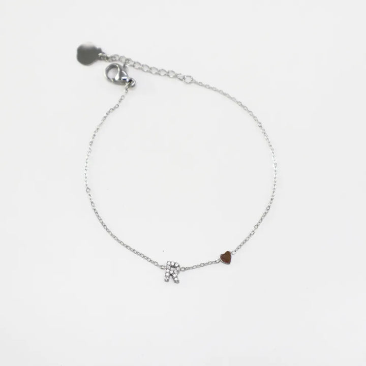 Pulsera Plateada con Inicial Personalizada
