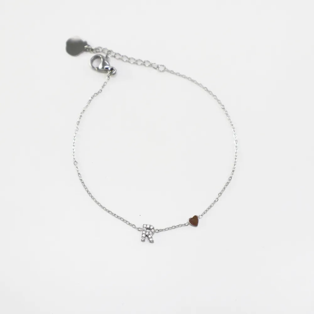 Pulsera Plateada con Inicial Personalizada