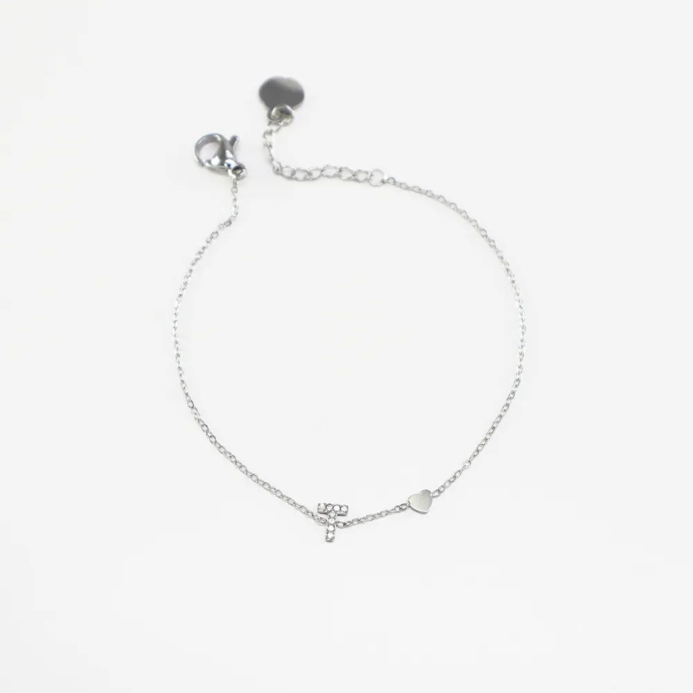 Pulsera Plateada con Inicial Personalizada